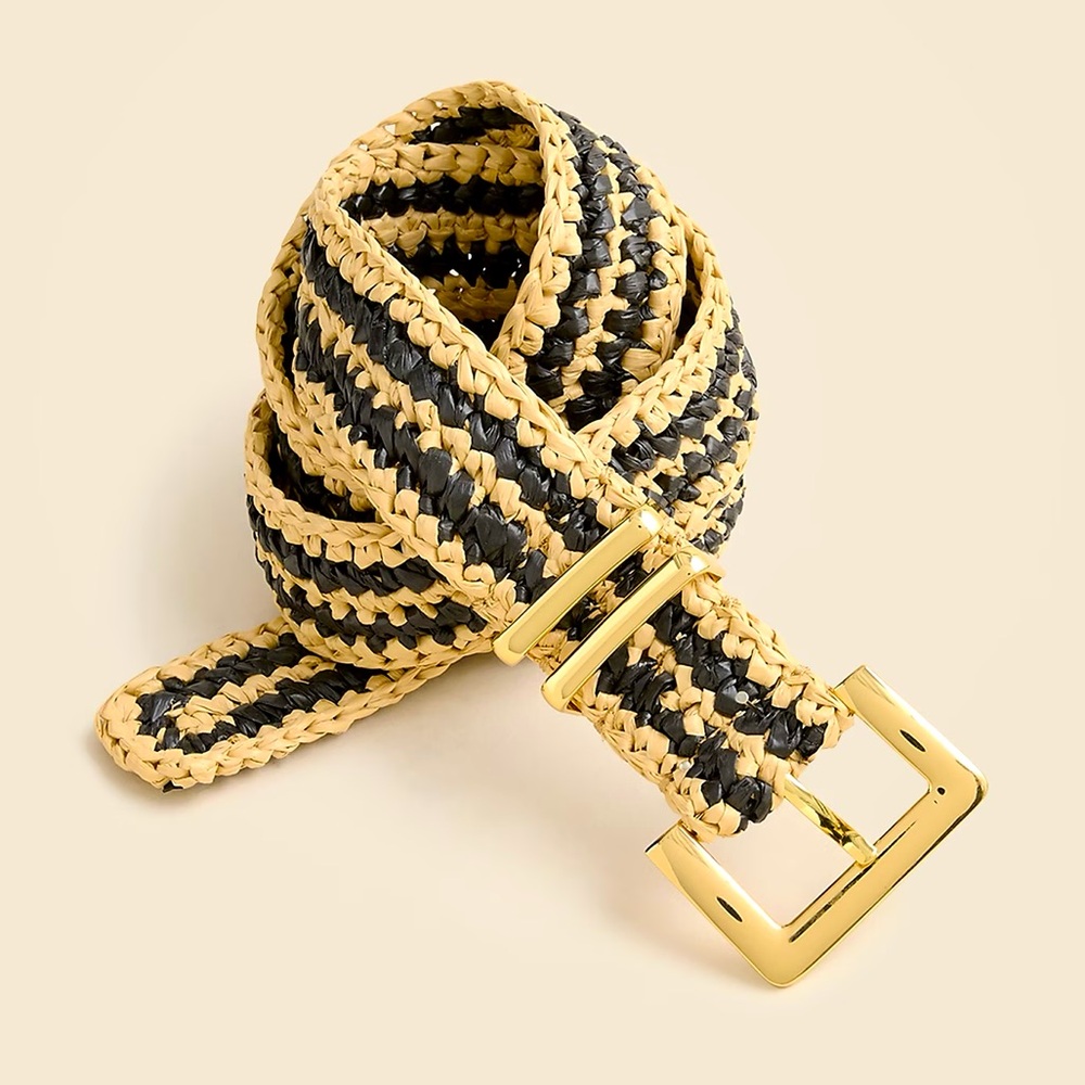 NWOT J. Crew Black and Tan Woven Belt